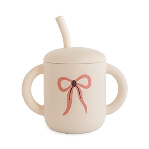 Mushie Silicone Training Cup + Straw - Bows